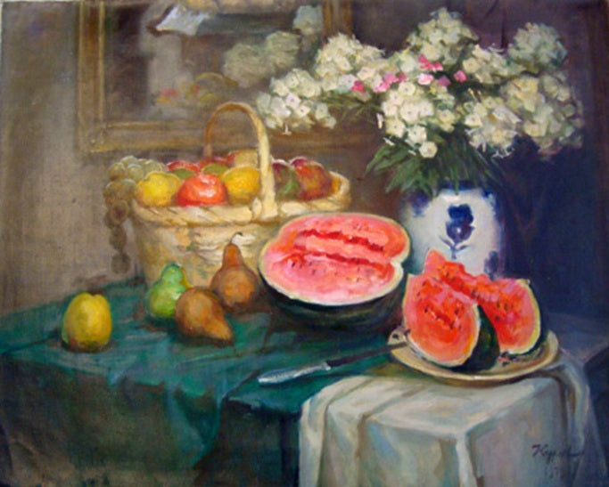 Fruit Basket with Flowers
