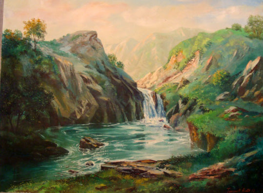 Where the Mountains Meet the Water, original painting, from Collected Canvas